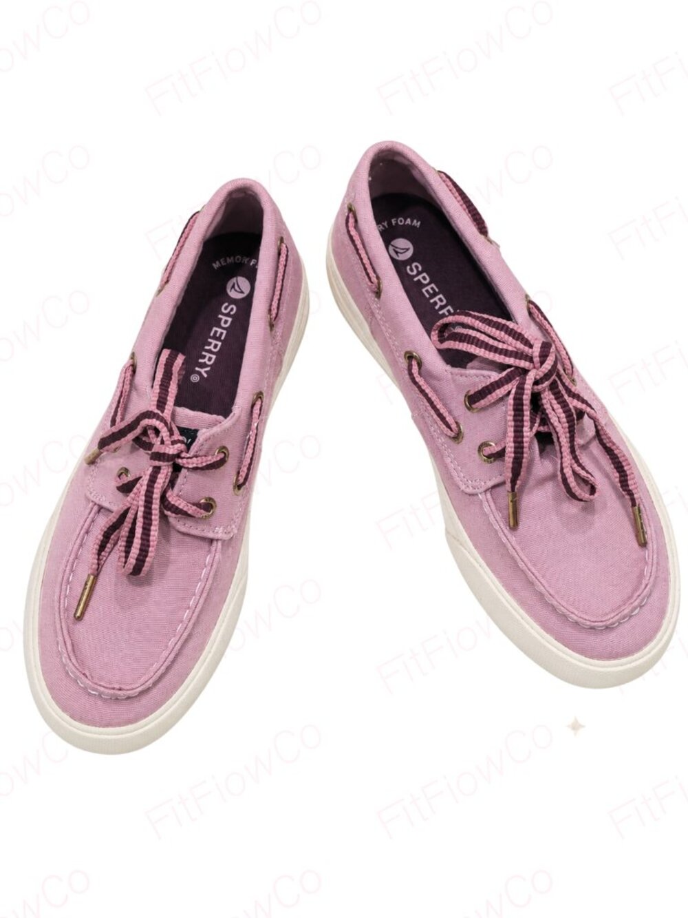 Sperry Lilac Canvas Boat Shoes Women’s Size 3M Memory Foam NWOT